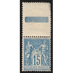 n°101, grand interpanneau, Sage 15c bleu, papier quadrillé, neuf ** - TB