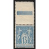 n°101, grand interpanneau, Sage 15c bleu, papier quadrillé, neuf ** - TB