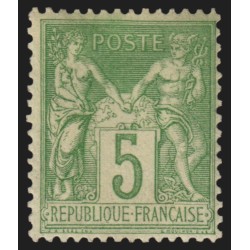 n°102, Sage 5c vert-jaune (N sous B), neuf ** sans charnière - TB