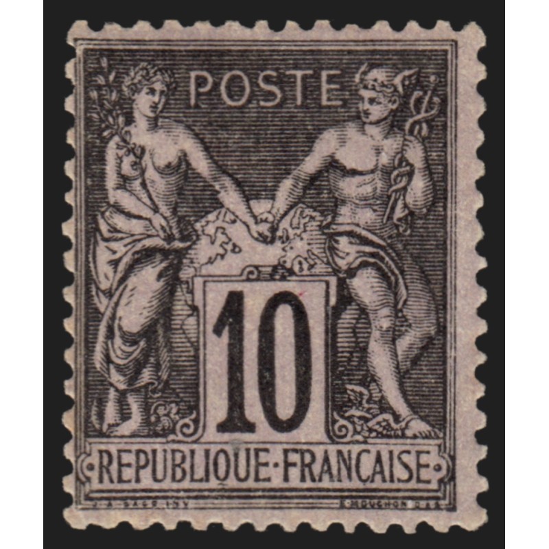 n°103, Sage 10c noir sur lilas (N sous B), neuf ** sans charnière - TB