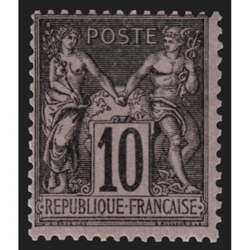 n°103, Sage 10c noir sur lilas (N sous B), neuf * légère trace de ch. - TB