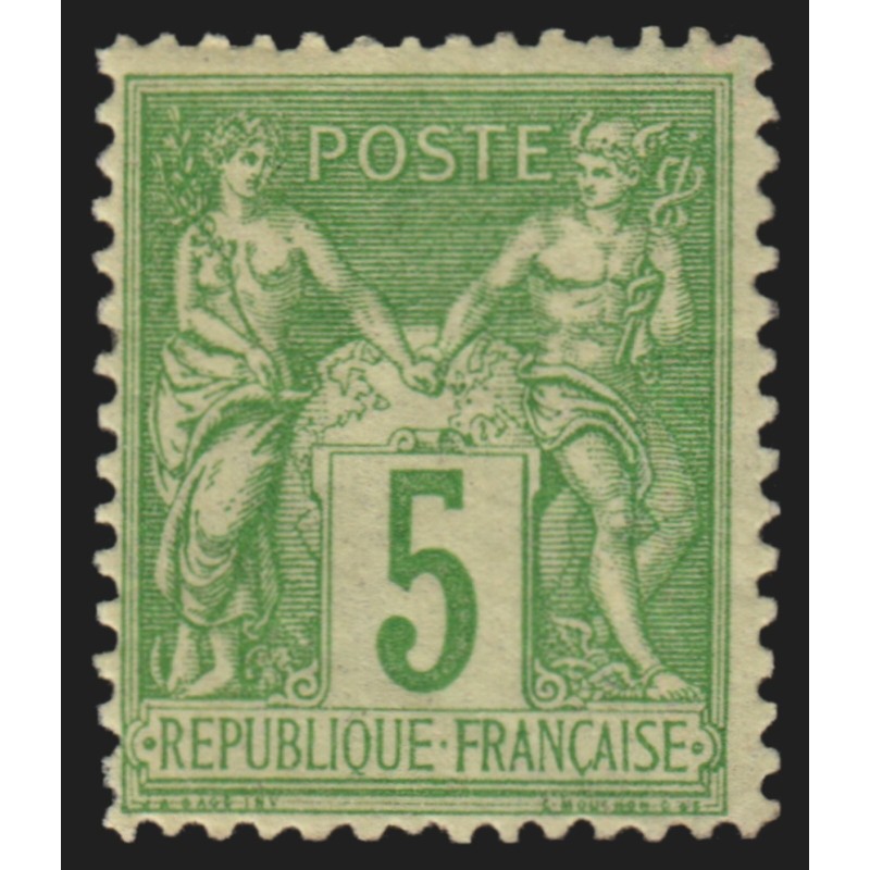 n°106, Sage 5c vert-jaune, Type II, neuf * légère trace de charnière - TB