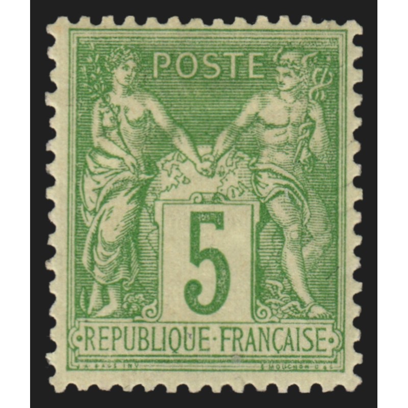 n°106, Sage 5c vert-jaune, Type II, neuf * avec charnière - TTB