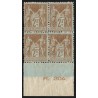 n°105, bloc de quatre, bord de feuille, Sage 2fr bistre, neuf * - B/TB