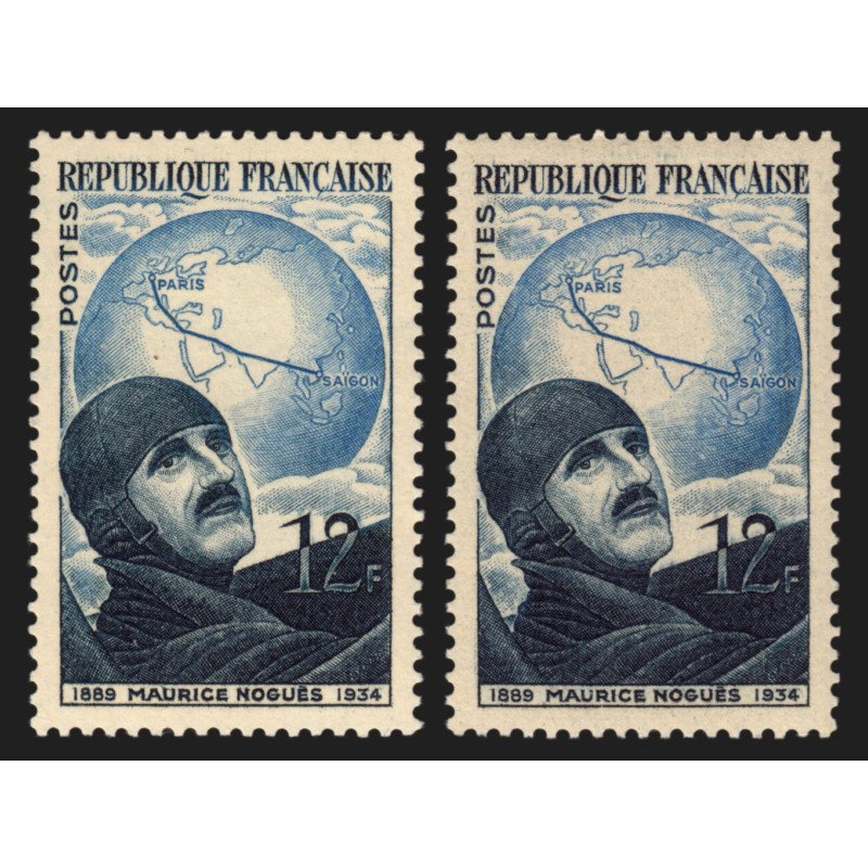 n°907/907b, variété "papier carton" + normal, Maurice Noguès, neufs ** SUPERBE