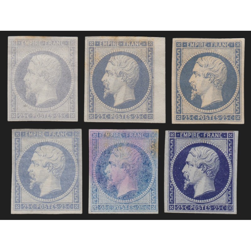n°15, Napoléon 25 centimes, essais de couleurs, joli nuancier, neufs (*) - B/TB