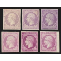 n°15, Napoléon 25 centimes, essais de couleurs, joli nuancier, neufs (*) - TB