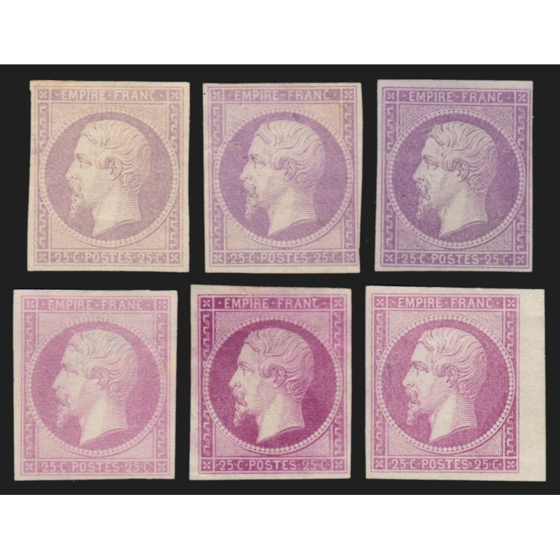 n°15, Napoléon 25 centimes, essais de couleurs, joli nuancier, neufs (*) - TB