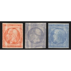 n°15, Napoléon 25 centimes, impressions doubles ou triples sur essais (*) - TB