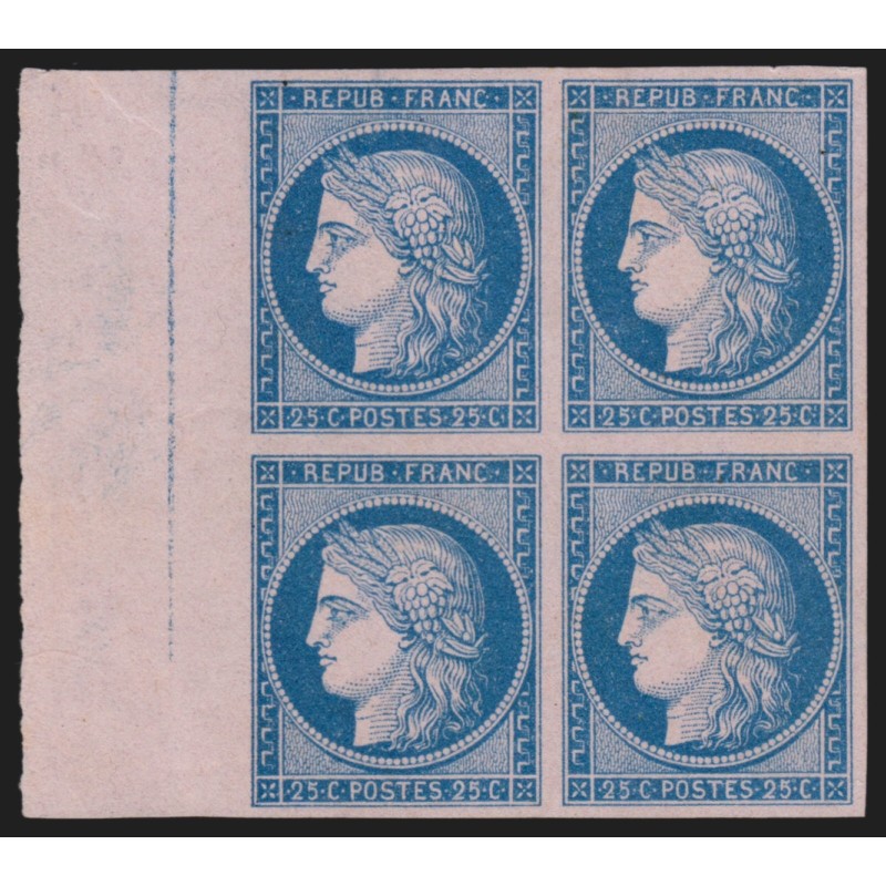 n°4, Cérès 1849, 25c bleu-sur-rose, essai de couleur, neuf (*) - SUPERBE