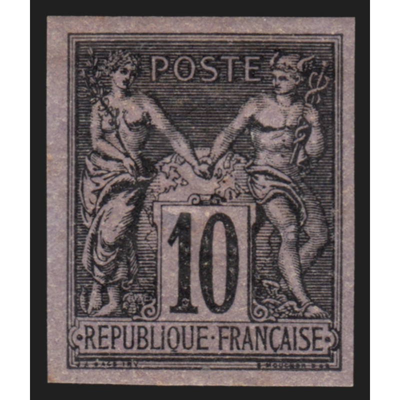 Colonies générales n°40, Sage 10c noir sur lilas, neuf * avec charnière forte