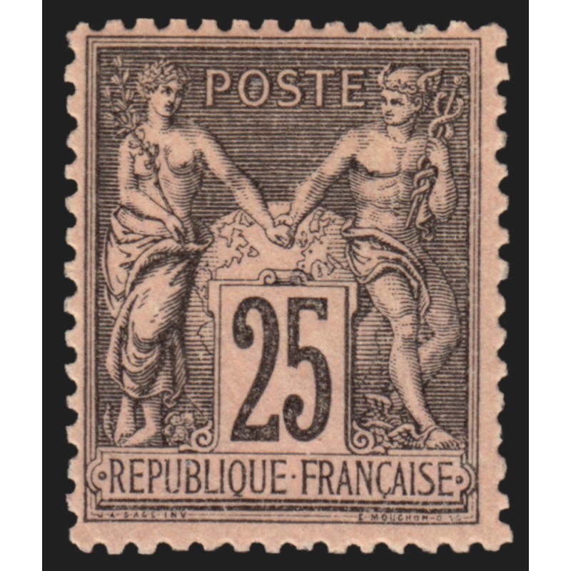 n°97, Sage 25c noir sur rose, neuf ** sans charnière - TB