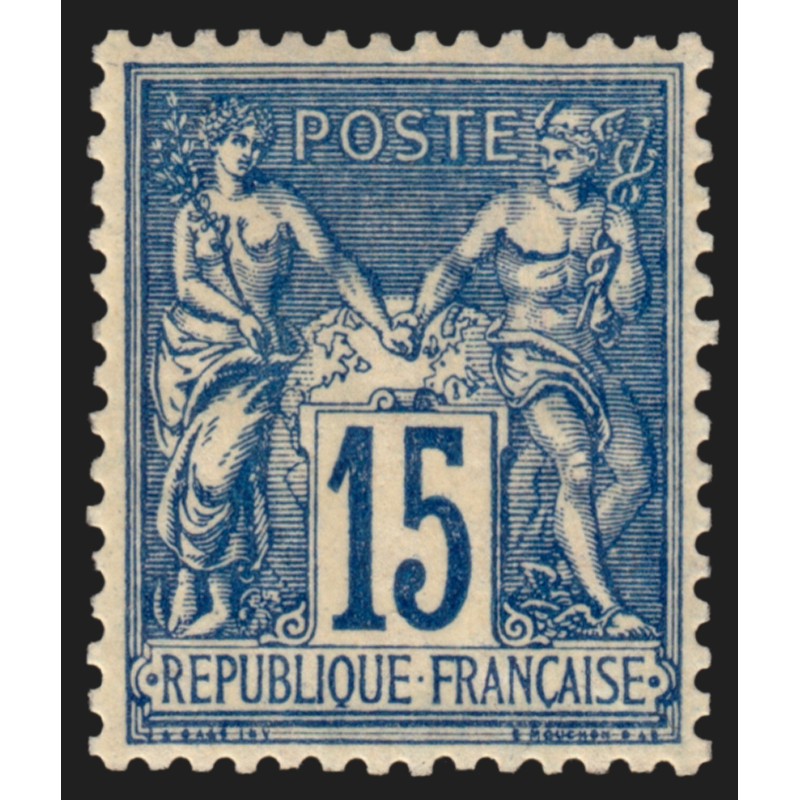 n°101, Sage 15c bleu foncé, papier quadrillé, neuf ** sans charnière - SUPERBE