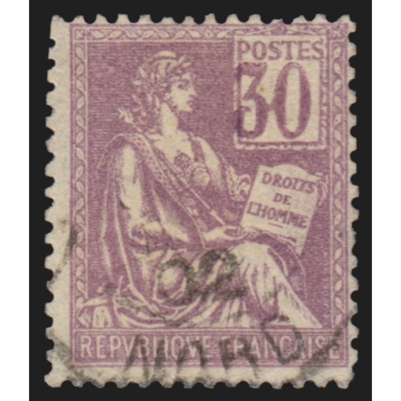 n°115a, variété "chiffres très déplacés", Mouchon 30c violet, oblitéré - TB
