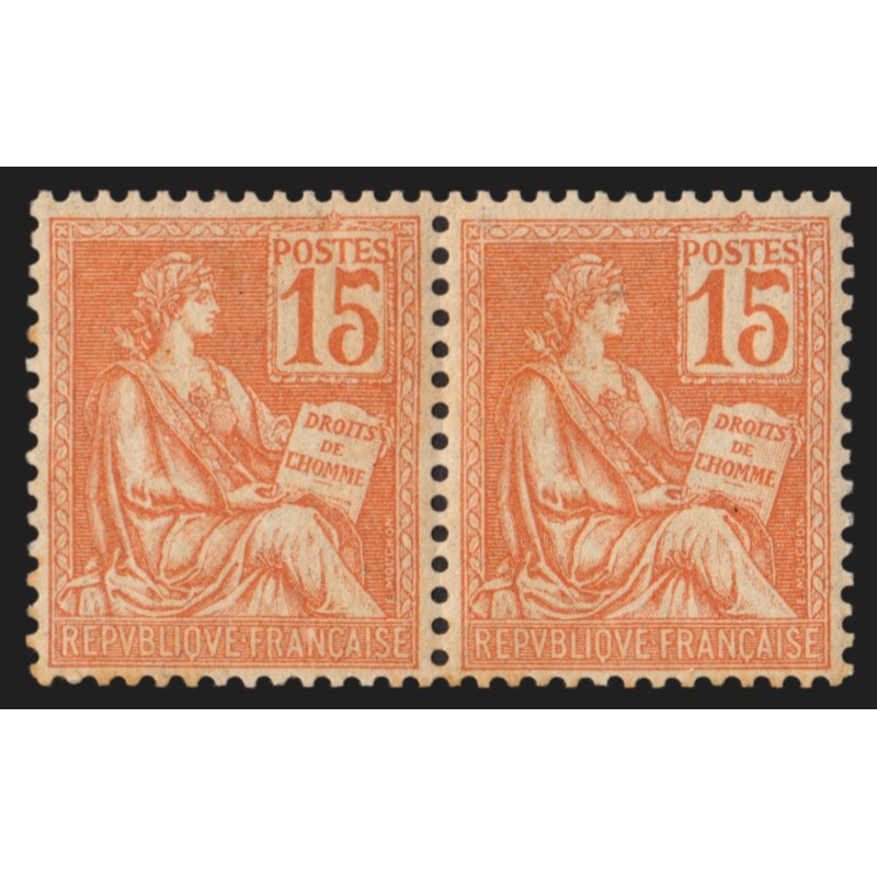n°117a, variété "chiffre 1 touchant le cadre", Mouchon 15c orange, neufs **