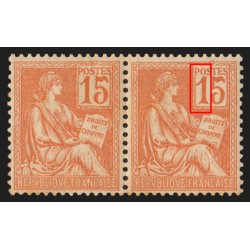 n°117a, variété "chiffre 1 touchant le cadre", Mouchon 15c orange, neufs **