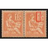 n°117a, variété "chiffre 1 touchant le cadre", Mouchon 15c orange, neufs **