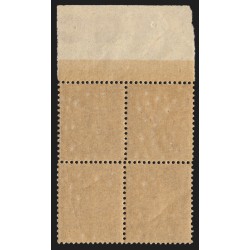 n°130j, bloc de quatre avec manchette GC, Semeuse lignée 15c vert-gris, neuf **