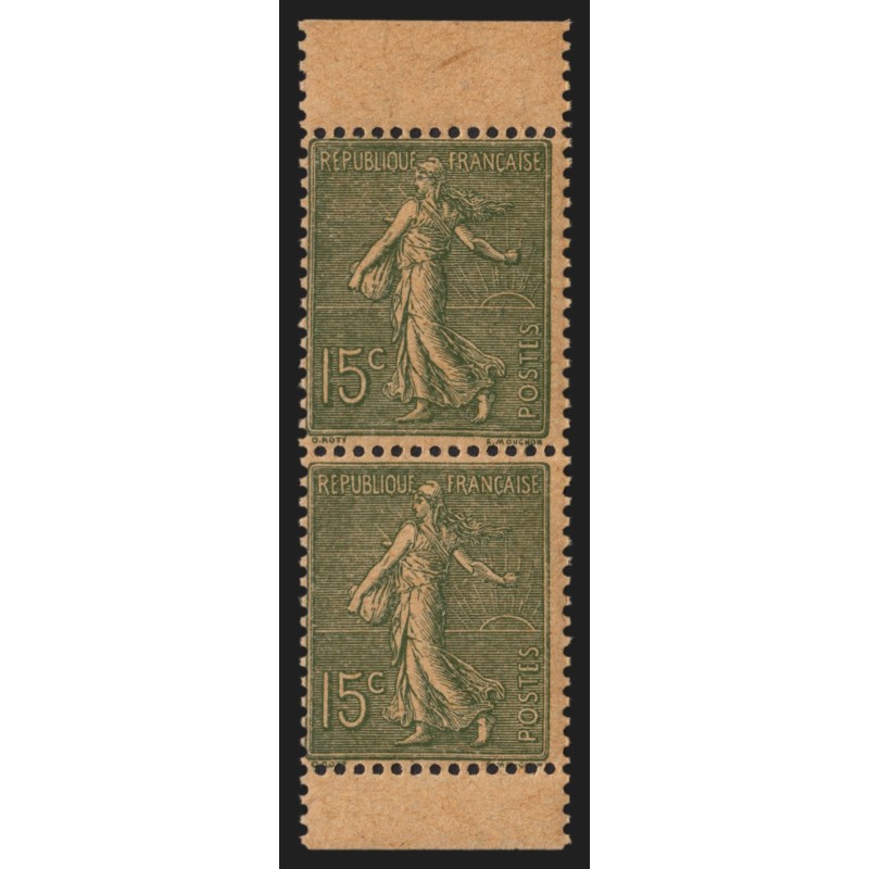 n°130e, Type V, paire verticale de carnet, neuf ** sans charnière - TB