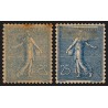 n°132, variété "impression recto-verso", Semeuse lignée 25c bleu, rousseurs