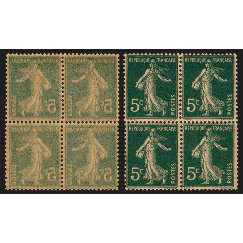 n°137l, variété "impression recto-verso", Semeuse 15c vert, neufs ** - SUPERBE