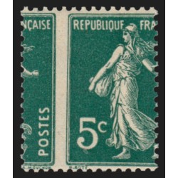 n°137w, variété "piquage à cheval", Semeuse 5c vert, neuf ** - SUPERBE