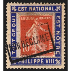 n°138 sur porte-timbres "Philippe VIII", oblitéré griffe "non réclamé" - TB