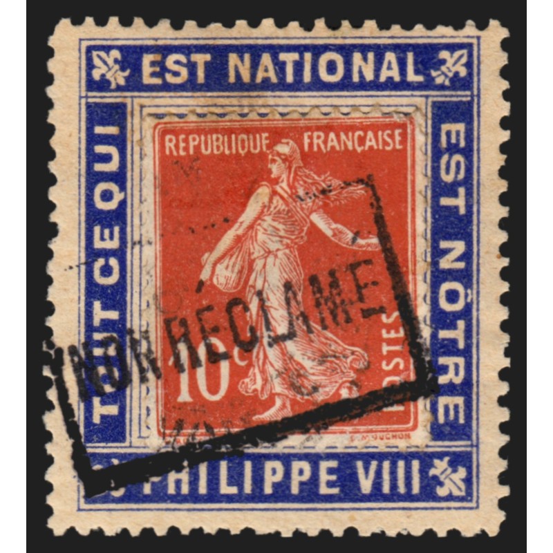 n°138 sur porte-timbres "Philippe VIII", oblitéré griffe "non réclamé" - TB
