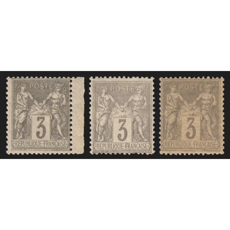 n°87/87a/87b, les 3 nuances, Sage 3c gris, neufs ** sans charnière - TB