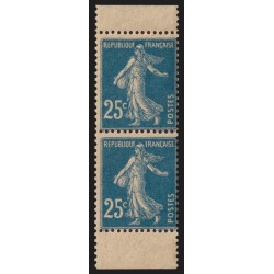 n°140f, paire verticale de carnet, Semeuse 25c bleu, neufs ** sans charnière TB