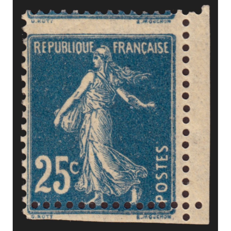n°140x, variété "piquage à cheval", Semeuse 25c bleu, neuf ** sans charnière TB