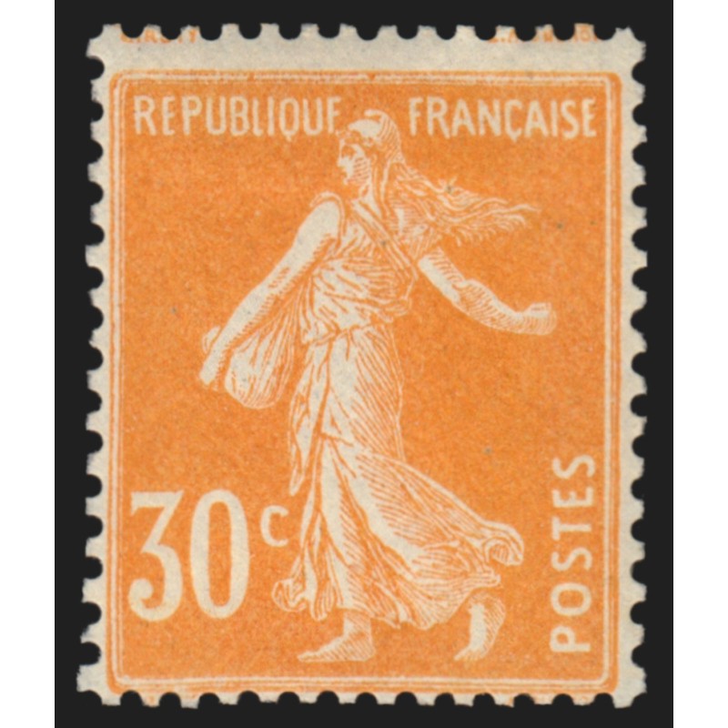 n°141e, variété "papier X", Semeuse 30c orange, neuf * légère trace de ch. - TB