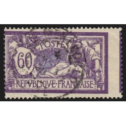 n°144f, variété "piquage à cheval", Merson 60c violet et bleu, oblitéré - TB