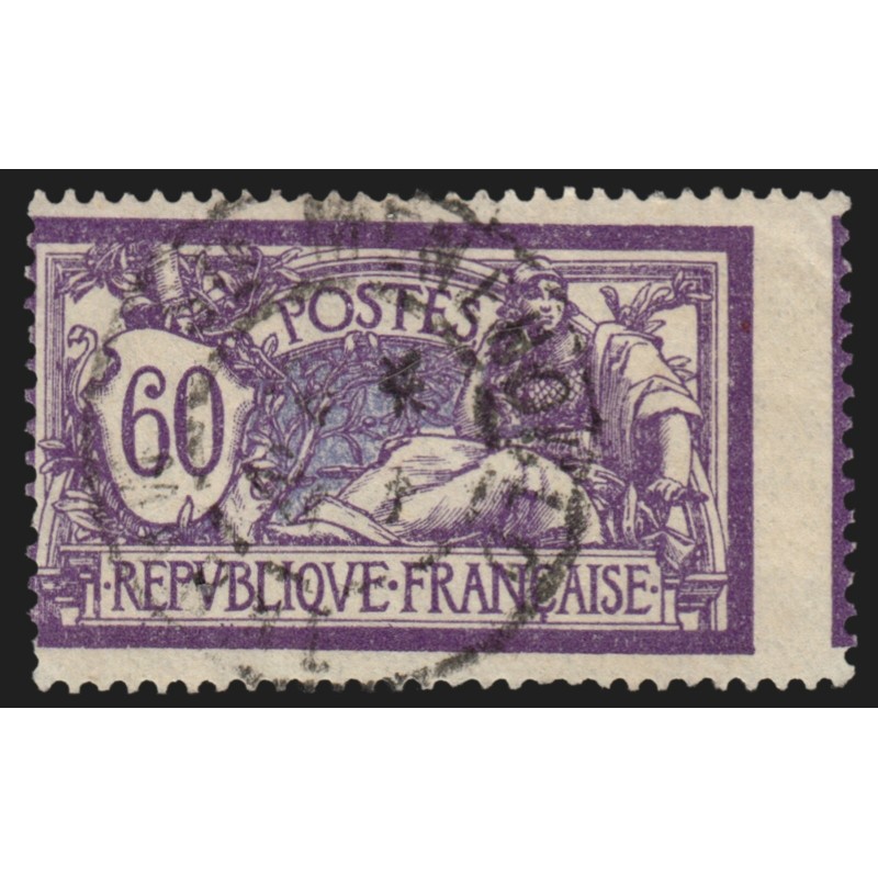 n°144f, variété "piquage à cheval", Merson 60c violet et bleu, oblitéré - TB
