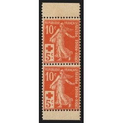 n°147b, paire verticale de carnet, Semeuse Croix-Rouge, neuf ** - TB