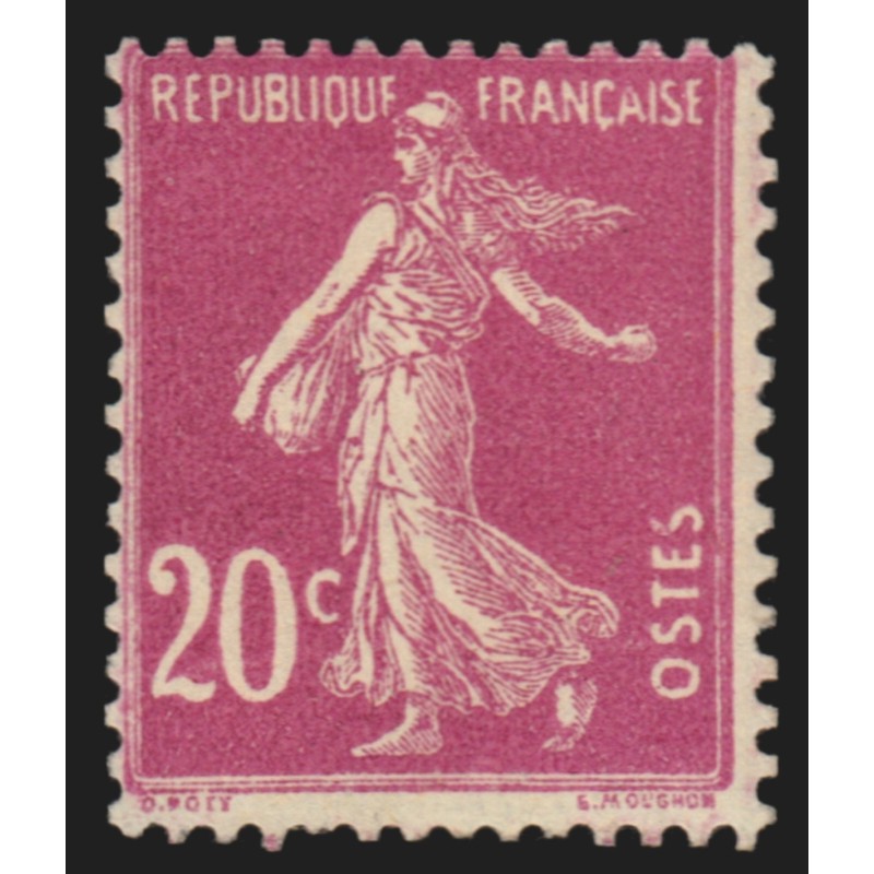 n°190, variété "sans le P de POSTES", Semeuse 20c lilas-rose, neuf ** - TB