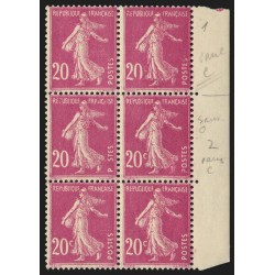 n°190f, variété "sans le C à 20C", Semeuse 20c lilas-rose, neuf ** - SUPERBE