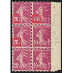 n°190f, variété "sans le C à 20C", Semeuse 20c lilas-rose, neuf ** - SUPERBE