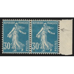 n°192, variété "anneau-lune" tenant à normal, Semeuse 30c bleu, neuf * - TB