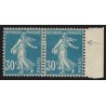 n°192, variété "anneau-lune" tenant à normal, Semeuse 30c bleu, neuf * - TB