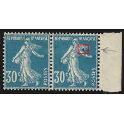 n°192, variété "anneau-lune" tenant à normal, Semeuse 30c bleu, neuf * - TB