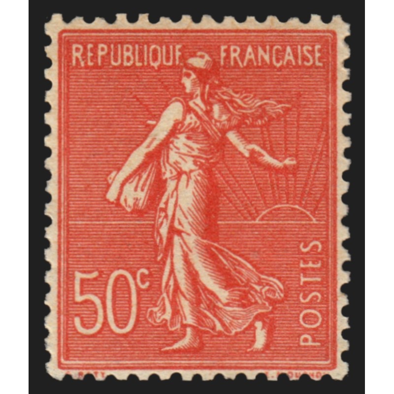 n°199n, Faux de Marseille, Semeuse lignée 50c rouge, neuf ** sans charnière TB