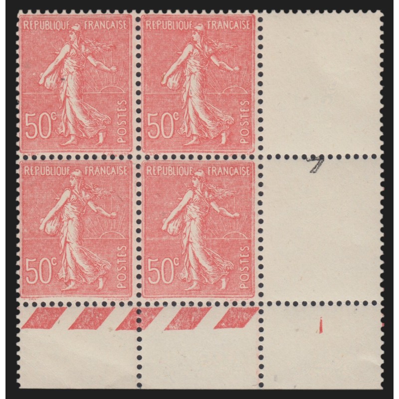n°199p, variété "papier carton", Semeuse lignée 50c rouge, neufs ** - SUPERBE