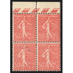 n°199p, variété "papier carton" en bloc de quatre, neufs ** sans charnière SUP