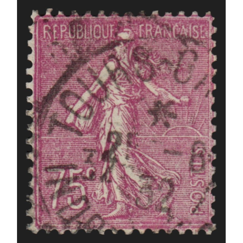n°202a, variété Type II, Semeuse lignée 75c lilas-rose, oblitéré - TB