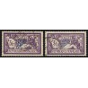 n°206c, variété "centre déplacé" + normal, Merson 3fr violet, oblitéré - TB