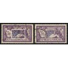 n°206c, variété "centre déplacé" + normal, Merson 3fr violet, oblitéré - TB