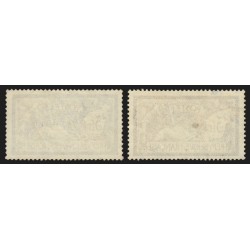 n°206c, variété "centre déplacé" + normal, Merson 3fr violet, oblitéré - TB