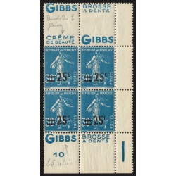 n°217, variété "2 et 5 reliés" double-bande publicitaire Gibbs, neufs **/*