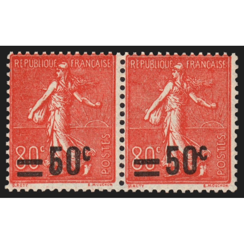 n°220a, variété "boucle du 5 fermée" tenant à normal, neufs ** - TB